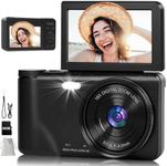 Digital Camera - 4K 64MP Compact Camera with 3 Inch 180° Flip Screen 32GB Memory Card 18X Digital Zoom Autofocus Vlogging Photo Cameras for Teenagers Beginners Adults