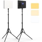 2 Packs LED Video Light with 63" Tripod Stand, QEUOOIY 20W Bi-Color Photography Lighting Kit, Dimmable 2500-8500K Studio Conference Light, Built-in 8000mAh Battery for YouTube/TikTok/Vlog/Streaming