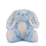 Lobeko Personalised Bunny Teddy Bear Rabbit Soft Toy Newborn Baby Gift 1st Birthday Present for Girl Boy Christening Gift Keepsake Soft Toys Flower Girl Gift Grey White Pink Blue (Blue)