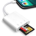 Oyuiasle SD Card Reader for iPhone iPad, Trail Game Camera SD Card Reader Viewer,Memory Card Reader Adapter with SD & MicroSD card slots,Plug and Play