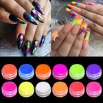 BISHENGYF Pigment Nail Powder Fluorescence Pigment Ultrafine Glitter Powder Nail Pigments Dust Nail Glitter Gradient Iridescent Nail Art Decoration.…