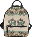 Freewander PU Leather Mini Backpack for Women Small Backpack Purse Girls Back Pack with Adjustable Strap and Zipper Aztec Paw Print Casual Daypack Shoulder Bag