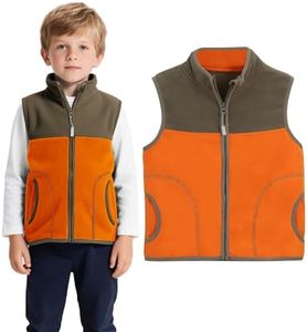 Ctenol Boys Fleece Vest – Lightweight Warm Sleeveless Jacket with Full Zipper, Soft Color-Block Outerwear for Boys, Fall Winter Layering (US, Alpha, XX-Large, Regular, Orange)