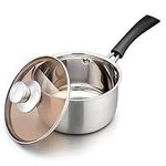 TeamFar Saucepan with Lid, 2 qt Sauce Cooking Pot Milk Pan Stainless Steel, Professional with Long Heatproof Handle for Home Kitchen Restaurant, Healthy & Non Toxic, Multi-use & Dishwasher Safe