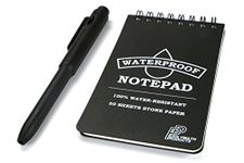 Polymath Products Waterproof Notepad & Pen Set – 100% water-resistant stone paper notebook and write-anywhere pen.