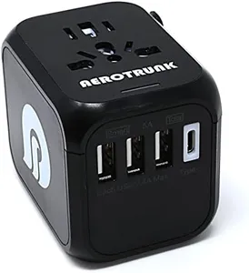 Aerotrunk Universal Travel Adapter Wall Charger - More Than 150 Countries - 4 USB Ports