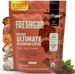FreshCap Mushrooms Ultimate Mushroom Complex – Coffee Mix 12:1 Fruiting Body Extract with 29% Beta-Glucans – Ayurveda Clean Energy, No Jitters, Focus & Immune Support
