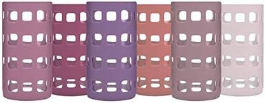 Silicone Glass Water Bottle Sleeves - 6-Pack of Protective Holders 16-18 oz Capacity - Anti-Slip Protection for Beverage Containers - Insulating Carriers for Smoothies and Juices (Desert Sunset Pinks)