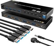 KVM Switch HDMI 4 Port, USB 3.0 KVM Switches 4K 60HZ HDMI and USB Switcher with EDID Simulator for 4 Computers Share Keyboard Mouse Printer Scanner and One HD Monitor with 1 External Button Switch