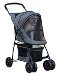 Pet Gear Happy Trails Lite Pet Stroller for Cats/Dogs, Zipper Entry, Easy Fold with Removable Liner, Safety Tether, Storage Basket