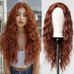 Esmee Long Wavy Auburn Wigs for Women Natural Synthetic Heat Resistant Hair Curly Wig for Party Daily Use