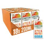 Cawston Press Fruit Water Kids Drink | Pressed Apple & Mango Flavoured Water | 200ml x 18 Pack Mango & Apple Juice Cartons | School Approved – No Added Sugar – Vegan | Ideal for Kids Lunchbox