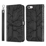 COTDINFOR Compatible with iPhone 6s Plus Wallet Case, iPhone 6 Plus Case Leather with Card Holder Magnetic Kickstand Wrist Strap Flip Shockproof Case for iPhone 6s Plus / 6 Plus Life Tree Black