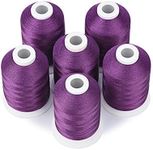 Simthread 6 Purple Polyester Machine Embroidery Threads 1000M(1100Yards) for Brother Babylock Janome Pfaff Singer Bernina Home Embroidery and Sewing Machines (Voilet Purple)