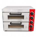 Shoppers Hub Pnq Multipurpose Electric Heavy Duty Commercial Stainless Steel Double Deck Stone Pizza Oven With Inner Stone Baking Heating Area,2 Stones Each With Timer (16 X 16 In Approx),3 Watts