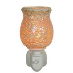 Cello Golden Sands Plug In Wax Melt Burner & Oil Burner. The electric, mosaic glass oil burner and wax burner creates a stunning design when lit as well as releasing fragrance around your home.