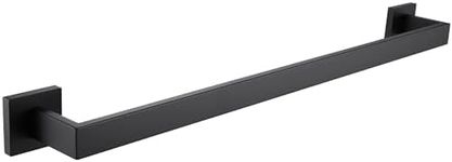 LANC 24” Bath Towel Bar for Bathroom Wall Mounted, Matte Black Square Towel Rack Hanger 24-Inche SUS304 Stainless Steel Shower Towel Rail Rod Kitchen Lavatory Hand Towel Holder, A8804MB-6P1