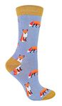 Miss Sparrow - Womens Novelty Animal Soft Bamboo Breathable Socks (4-8, Fox)