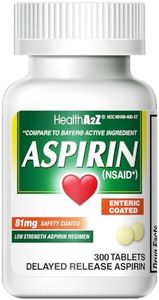 HealthA2Z® Aspirin 81mg, Low Strength, Enteric Coated, Pain Reliever, Fever Reducer, Headache, Muscle Pain, Minor Aches & Cramps, 300 Tablets