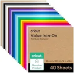 Cricut® Value Iron-On, Rainbow Sampler - 12 in x 12 in (40 ct)- HTV Heat Transfer Vinyl