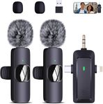 Wireless Lavalier Microphone for iPhone/Android/Camera/Computer - 4 in 1 Clip-on Microphone with Noise Reduction for Outdoor Vlogging, Interview, TikTok, Live Streaming, Video, USB Microphones