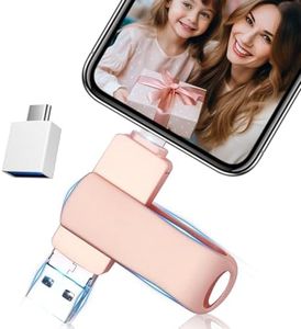 iPhone Photo Stick,MFi Certifited iPhone Flash Drive,4 in 1 512GB USB Drive,iPhone USB Storage Memory Stick USB Stick for iPhone15/14/13/12/11/X/XS...PC/iPad/Type c Drive,Micro USB Drive (Pink)