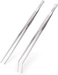VORESTIC 2 Pcs Heavy Duty Reptile Feeding Tongs, Aquarium Tweezers 18 Inch, Straight and Curved Extra Long Tweezers, Reptile Tongs, Aquarium Tongs, Aquarium Tweezers Extra Long