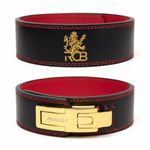 Boldfit x Royal Challengers Bengaluru Official Merchandise Weightlifting Belt with Lever Lock Buckle for Men & Women Workout PU Leather Powerlifting Gymbelt for Deadlift Squat Support Belt BlackRed L