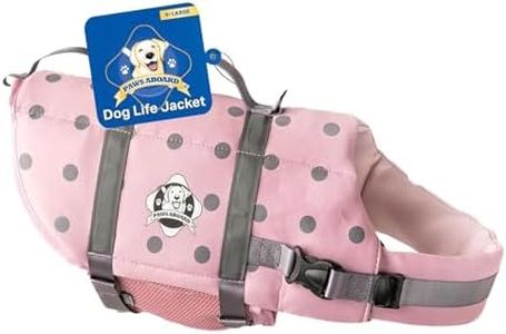 Paws Aboard Dog Life Jacket - Swimming Vest for Dogs, Adjustable, Reflective, Comfortable, Multiple Colors, Patterns, XX-Small to Extra Large Dog Swim Vest with Handle (Pink/Silver, X-Large)
