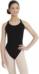 Capezio Camisole Leotard With Double Back Strap, Stylish Dance or Gymnastic Leotard, Scoop Neckline Dance Leotard Women Can Wear For Ballet, Jazz & Other Dance Styles - Black, M (Medium)