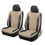 Motor Trend M424 Beige Synth Leather Snake Eyes Car Seat Covers, Fronts Only – Universal Fit for Auto Truck Van SUV