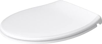 Duravit Universal Toilet seat with Soft Close, Toilet seat Quick Release for Easy Installation, Toilet seat in Oval Shape, Toilet lid Made in EU, urea thermoset, Stainless Steel Hinges, White