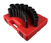 SUNEX TOOLS 2820 1/2-Inch Drive 12-Point SAE Deep Impact Set, 19 Piece