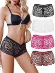 Avidlove Sexy Underwear For Women Lace BoyShorts Panties High Waist Panties Soft Cheeky Panties Black/White/Rose Red/Wine Red S