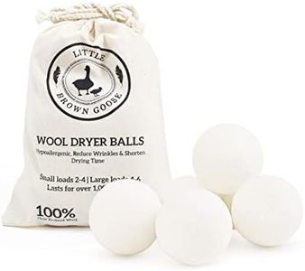 Little Brown Goose Wool Dryer Balls - Dryer Balls for Laundry - Better Alternative to Plastic Balls - Reduces Wrinkles & Drying Time – 6 Pack (260 Gram)