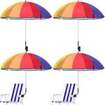 Cosblank 4 Pcs Chair Umbrella with Clamp Adjustable Beach Umbrella with 4 Pcs Storage Bags UPF 50+ Clip on Parasol Portable Chair Umbrella with Sun Protection Coating for Beach Patio Chair (Fresh)