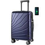 VANKEAN Carry On Luggage with Spinner Wheels & TSA Lock, Expandable Fashionable Hard Shell Suitcase Airline Approved，20 Inch Carry-On，Navy