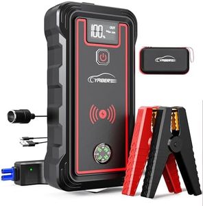 YABER Jump Starter Power Pack 6000A Peak,Car Battery Booster Jump Starter for All Gas/8.0L Diesel,Jump Starter with 10W Wireless Charger,LED Flashlight,USB-C Port,Digital Screen,Compass,Safety Hammer