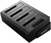 ORICO USB 3.0 to SATA offline clone hard drive docking station, 4 slot hard drive enclosure for 2.5 and 3.5 inch SATA HDD/SSD up to 4 x 16 TB with 12 V 6.5 A power supply