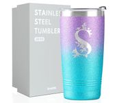 Personalized Tumblers with Lids and Straws for Women, Monogrammed Travel Mugs with Initials, Unique Gifts for Her on Birthdays Xmas, Purple, S