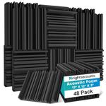 48 Pack Sound Proofing Panels, 5 X 30 X 30CM / 2" X 12" X 12" Acoustic Wall Foam Panels, Soundproofing Acoustic Foam Panels, High Density Fireproof Sound absorbing panels for Podcast Studio, Offices