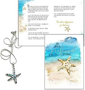 Smiling Wisdom - Abalone Starfish Story Necklace Gift Sets - You Make Profound Difference Greeting Card - Show Appreciation Thanks - Encourage a Friend Teacher Volunteer Caregiver Coach for Her