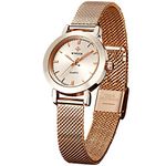 WWOOR Women's Watch Original Fashion Analog Quartz Watches with Stainless Steel Mesh Band Waterproof Wristwatch Casual Gift Watch Ladies (Pink&Gold&White&Rose