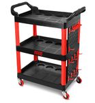 VViViD Detailing Tool Cart Heavy Duty with 3 Trays Surface Safe Plastic with Molded Bottle and Tool Holders