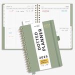 RETTACY 2025 Planner, Bullet Dotted Journal Style, Weekly and Monthly Planner, Jan 2025 - Dec 2025, Medium 7.6" × 10", 2025 Calendar, 12-Monthly Tabs, Flexible Plastic Cover (Light Green)