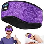 MUSICOZY Sleep Headphones Wireless, Bluetooth Headband Sports Sleeping Headphones Sleep Mask Earbuds Breathable Music Headband with Bluetooth 5.2, Perfect for Workout Running Insomnia (Grape Purple)