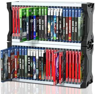 ECHZOVE Video Game Storage Tower, Verical or Horizontal Video Game Storage Shelf Compatible with PS5 Games, PS4 Games, or Xbox Game Boxes, Up to 46 Disc Cases, Include 2 Headset Hooks