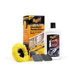 Meguiar's G1900KEU One-Step Plastic Car Headlight Restoration Kit Oxidised, Foggy & Yellow Plastic Car Headlights