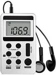 FM/AM Mini Radio Pocket Receiver Portable Digital LCD Stereo Earphone Set USB AU (Silver)