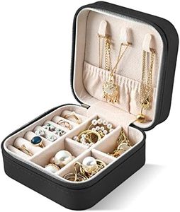 Larkumio Joyero Viaje Niña Hombre Joyeros Mujer Organizador Joyas Pequeño, Jewelry Organizer para Collares Anillos Pendientes Pulseras, Negro